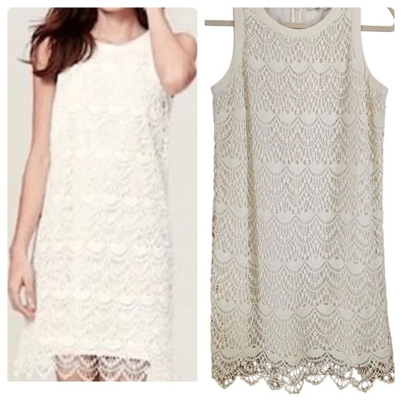 ANN TAYLOR LOFT Crochet Sleeveless Sheath Dress - Picture 1 of 10
